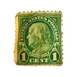 Unused Antique 1920s Ben Franklin Rare One Cent Postage Green Stamp